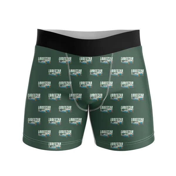 Model 18 Lodestar - Men Boxers - Cartoon Pattern - Dark Green