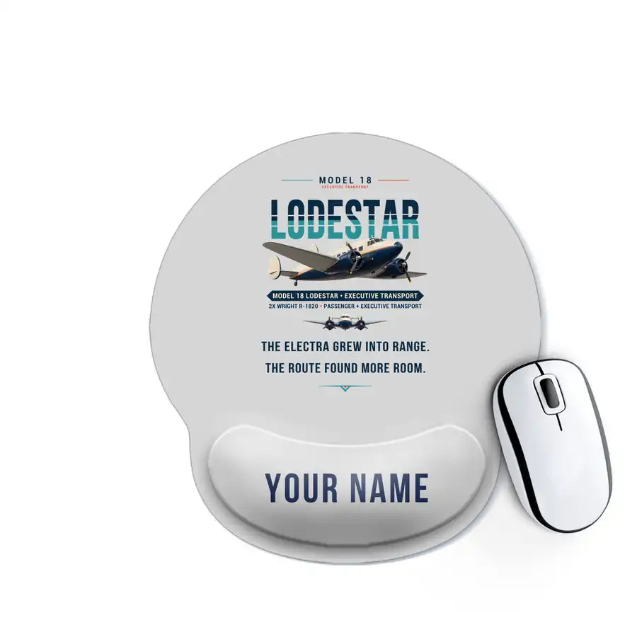 Model 18 Lodestar - Original + Name - Ergonomic Mouse Pad - Light Gray