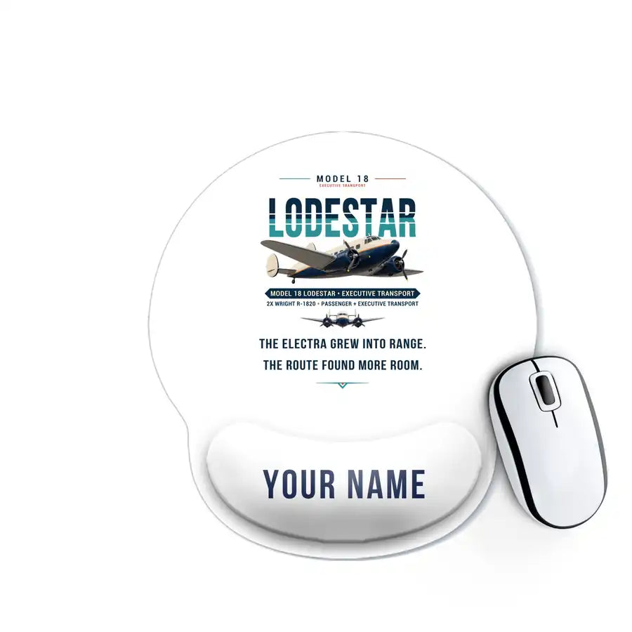 Model 18 Lodestar - Original + Name - Ergonomic Mouse Pad - White