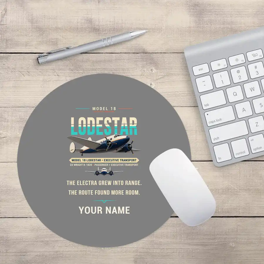 Model 18 Lodestar - Original + Name - Round Mouse Pad - Gray