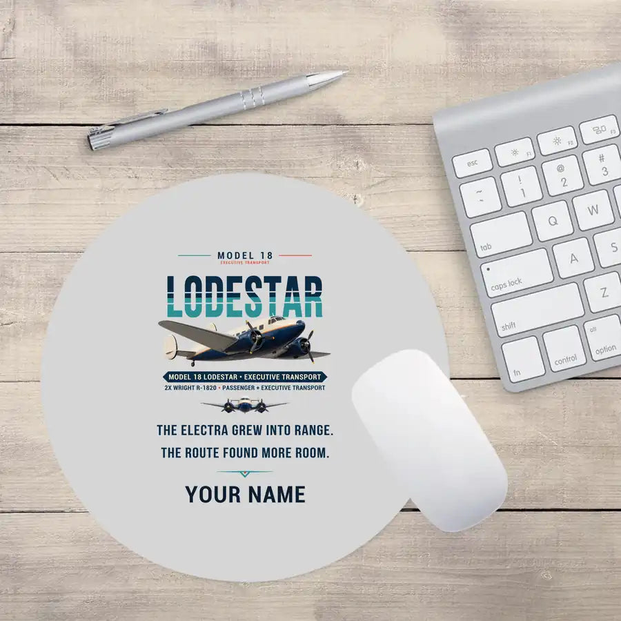 Model 18 Lodestar - Original + Name - Round Mouse Pad - Light Gray