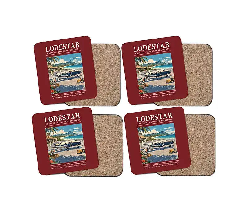 Model 18 Lodestar - Poster - Coaster Set - Dark Red