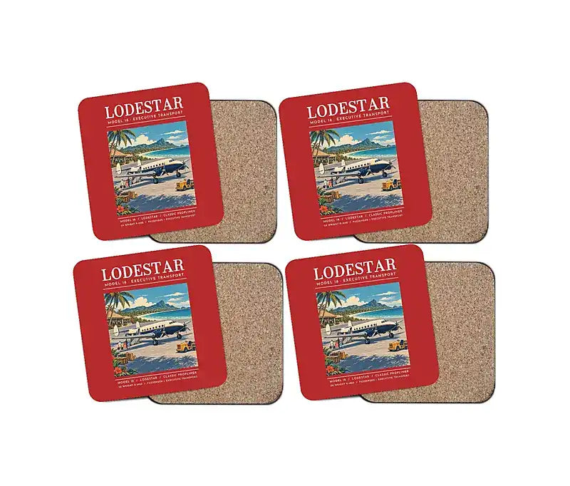Model 18 Lodestar - Poster - Coaster Set - Red