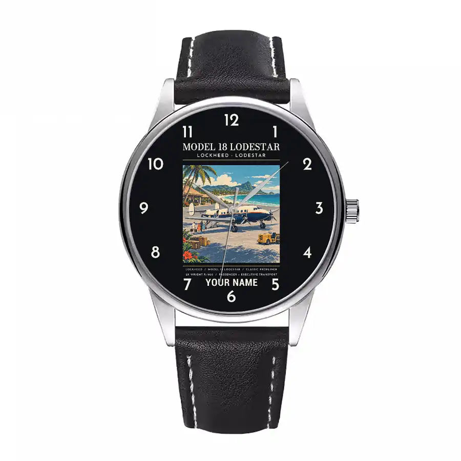 Model 18 Lodestar - Poster + Name - Leather Strap - Black Leather Strap