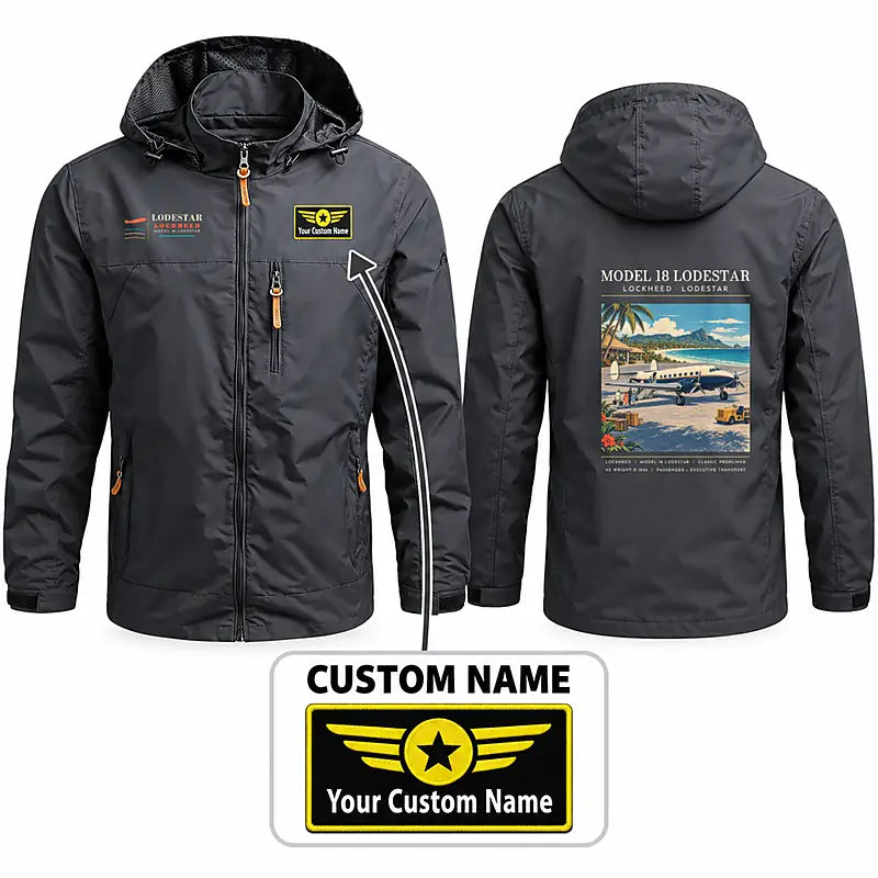 Model 18 Lodestar Stylish Jackets - Hooded Windbreaker - Poster + Name - Charcoal