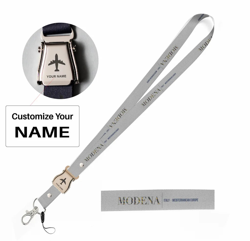 Modena City Series seat belt lanyard - light gray with name