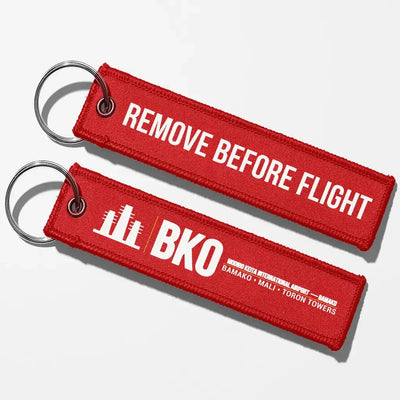 Modibo Keita International Airport (BKO) Aviator Key Chains - Red - Remove Before Flight