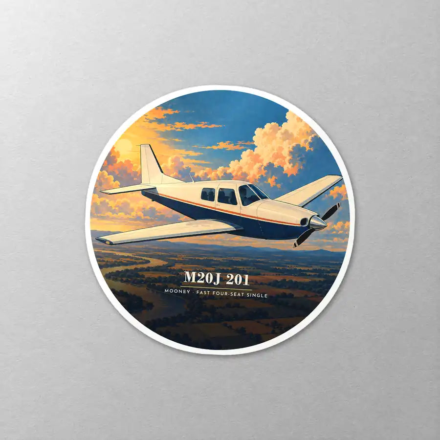 Mooney M20J 201 - 3D - Circle Sticker - Close-up