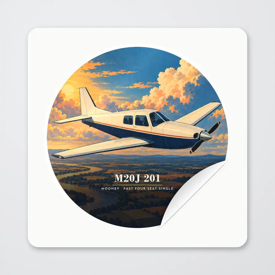 Mooney M20J 201 - 3D - Circle Sticker - Peel