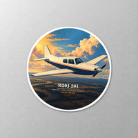 Thumbnail for Mooney M20J 201 - 3D + Name - Circle Sticker - Close-up