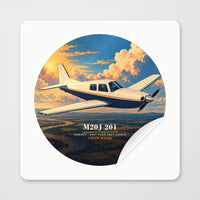 Thumbnail for Mooney M20J 201 - 3D + Name - Circle Sticker - Peel