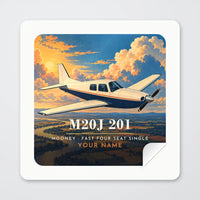 Thumbnail for Mooney M20J 201 - 3D + Name - Square Sticker - Peel