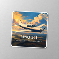 Thumbnail for Mooney M20J 201 - 3D - Square Sticker - Close-up