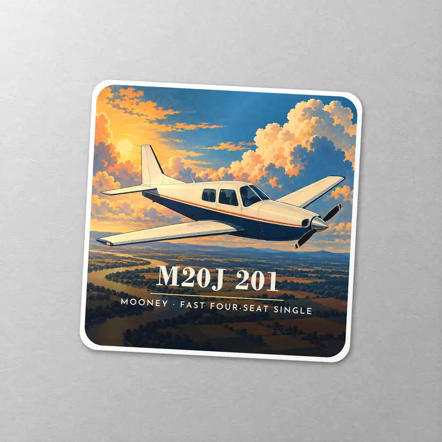 Mooney M20J 201 - 3D - Square Sticker - Close-up