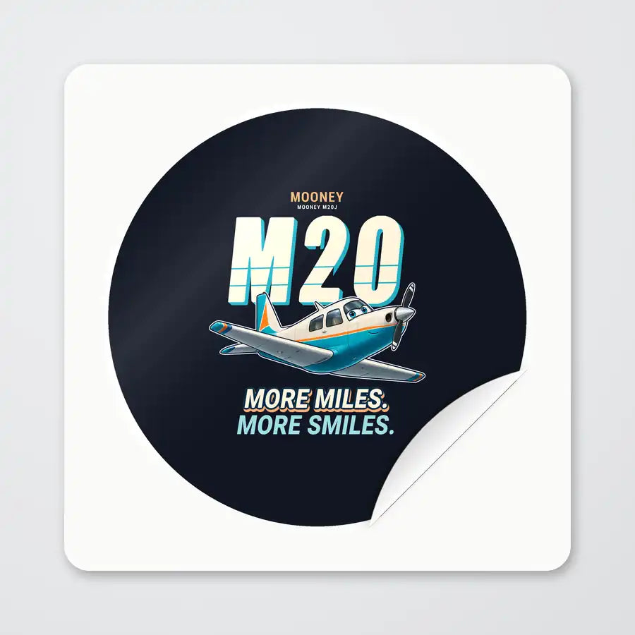 Mooney M20J 201 - Cartoon - Circle Sticker - Peel