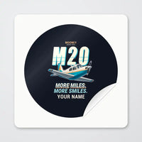 Thumbnail for Mooney M20J 201 - Cartoon + Name - Circle Sticker - Peel