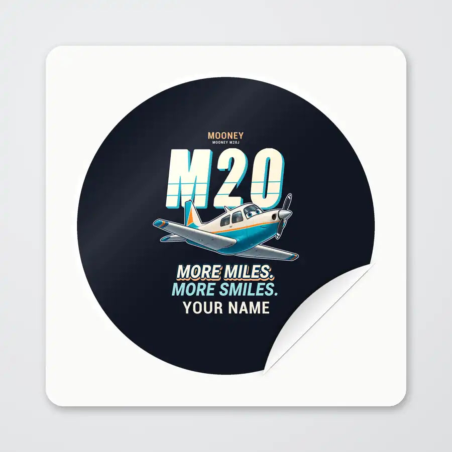 Mooney M20J 201 - Cartoon + Name - Circle Sticker - Peel