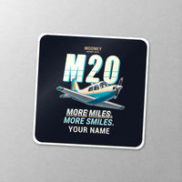 Thumbnail for Mooney M20J 201 - Cartoon + Name - Square Sticker - Close-up