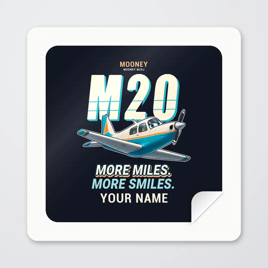 Mooney M20J 201 - Cartoon + Name - Square Sticker - Peel