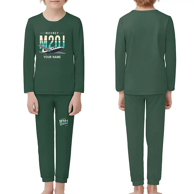 Mooney M20J 201 - Children Pajamas - Original Chest + Name - Dark Green