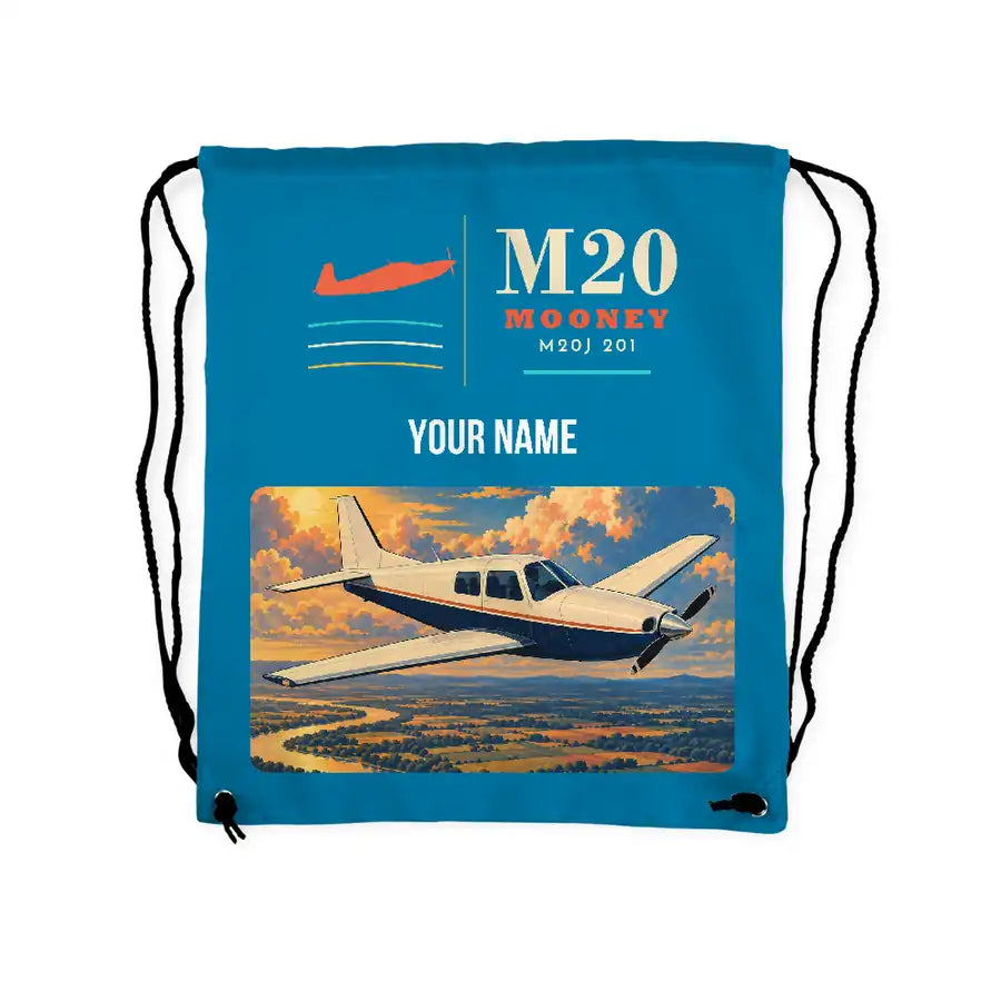 Mooney M20J 201 - Drawstring Bag - Classic + Name - Light Blue