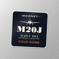 Thumbnail for Mooney M20J 201 - Heritage + Name - Square Sticker - Close-up