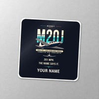 Thumbnail for Mooney M20J 201 - Original + Name - Square Sticker - Close-up
