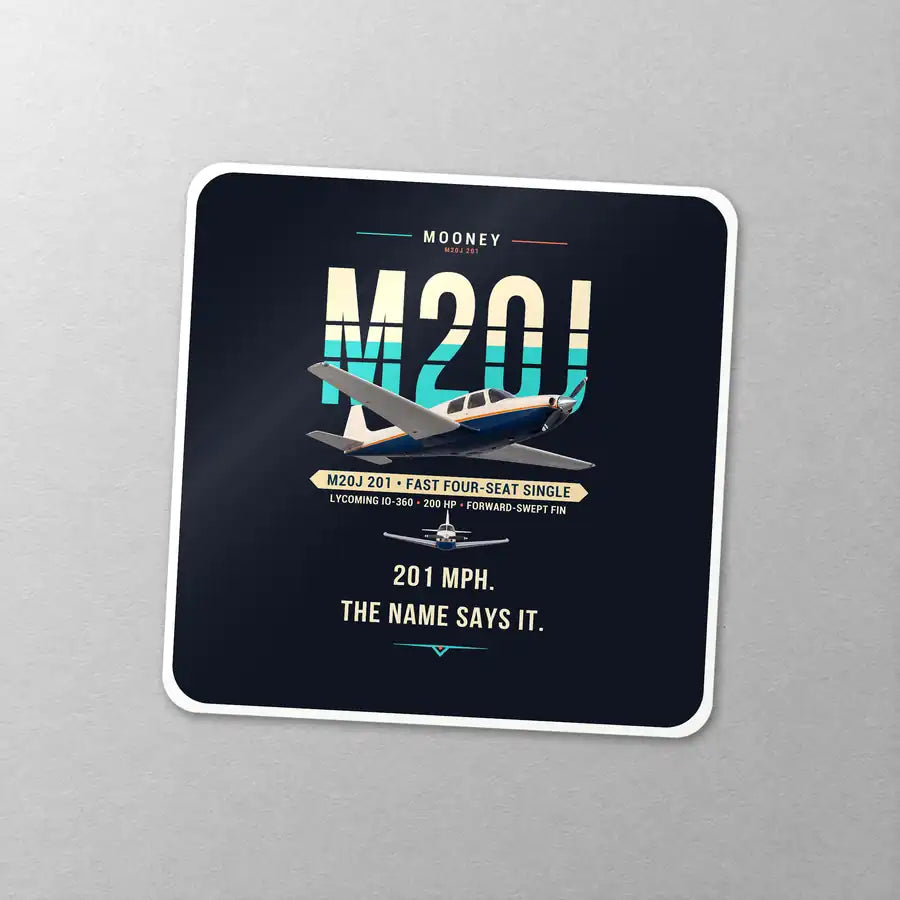 Mooney M20J 201 - Original - Square Sticker - Close-up