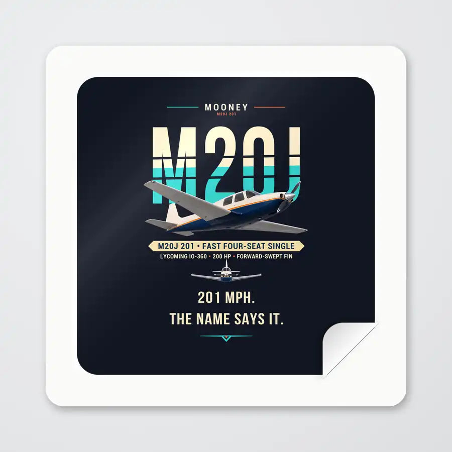 Mooney M20J 201 - Original - Square Sticker - Peel
