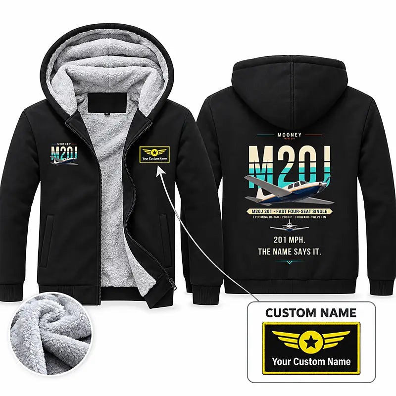 Mooney M20J 201 Zipped Sweatshirts - Original + Name - Black