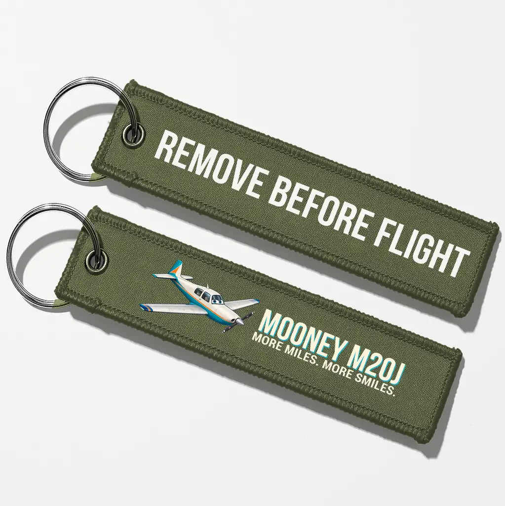 Cartoon Mooney M20J 201 Aviator Key Chains - Green Army - Remove Before Flight