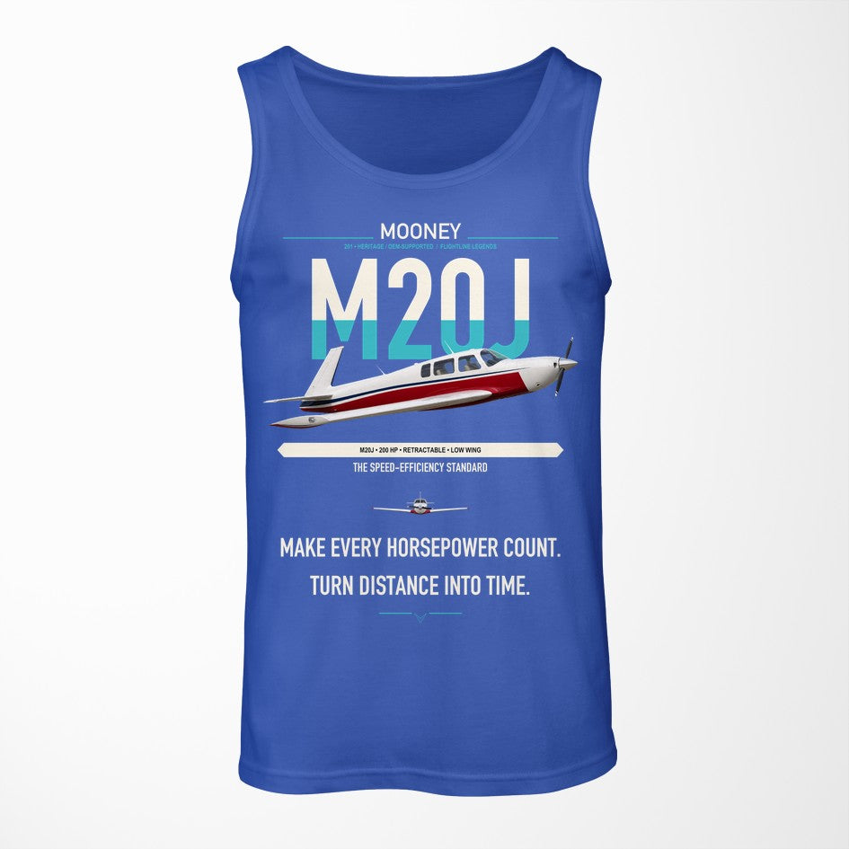 Mooney M20J 201 design on blue tank top