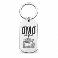 Thumbnail for Mostar International Airport OMO - Key Chain - Boarding Pass Style - Silver