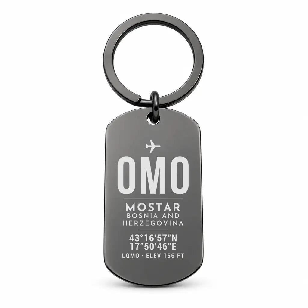Mostar International Airport OMO - Key Chain - Original Design - Black