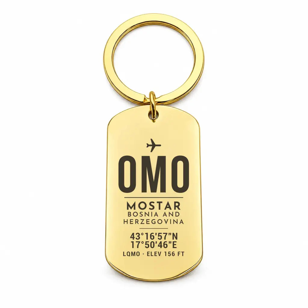 Mostar International Airport OMO - Key Chain - Original Design - Gold