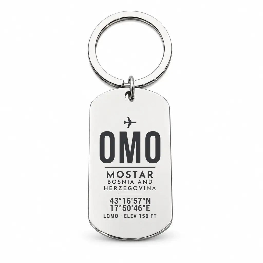 Mostar International Airport OMO - Key Chain - Original Design - Silver