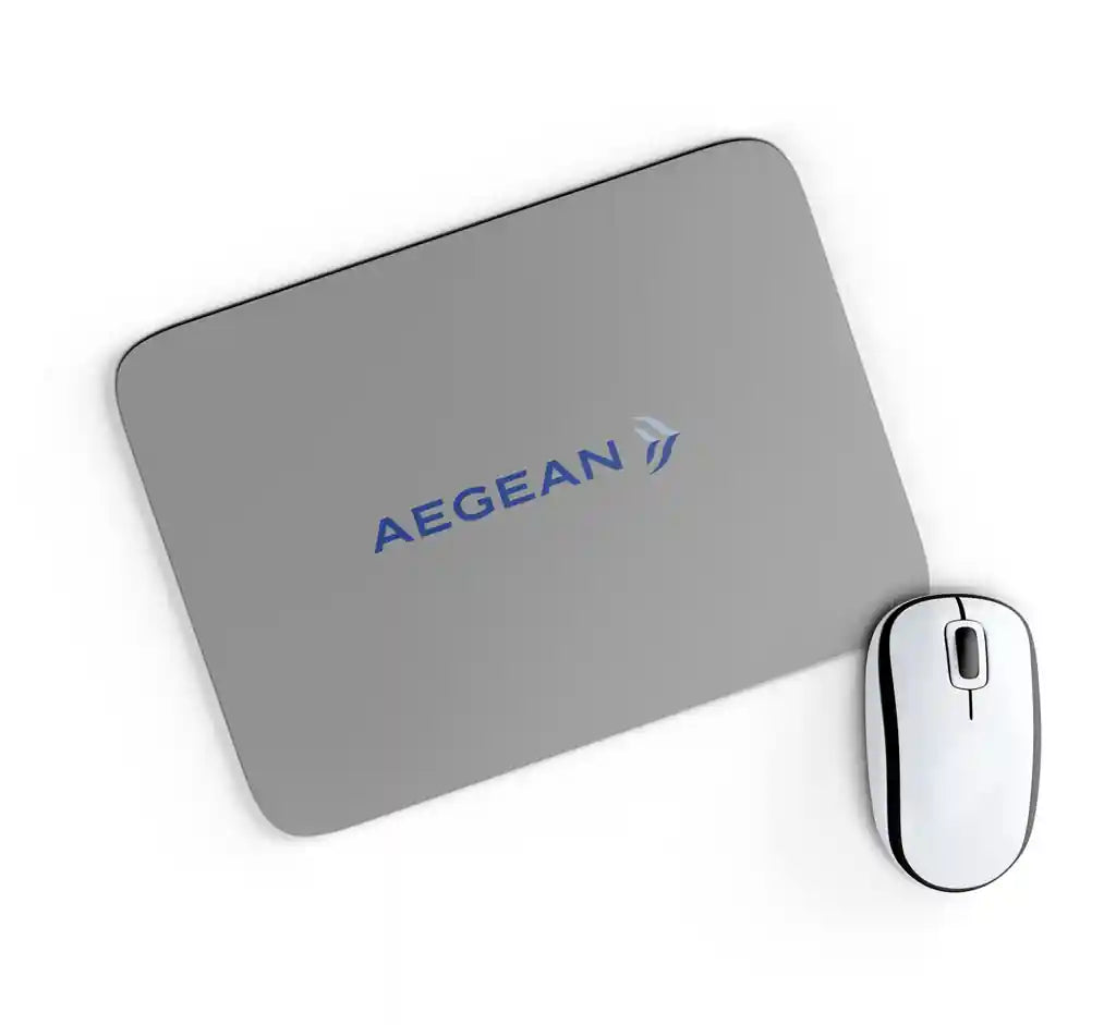 Aegean Airlines design on gray rectangle mouse pad