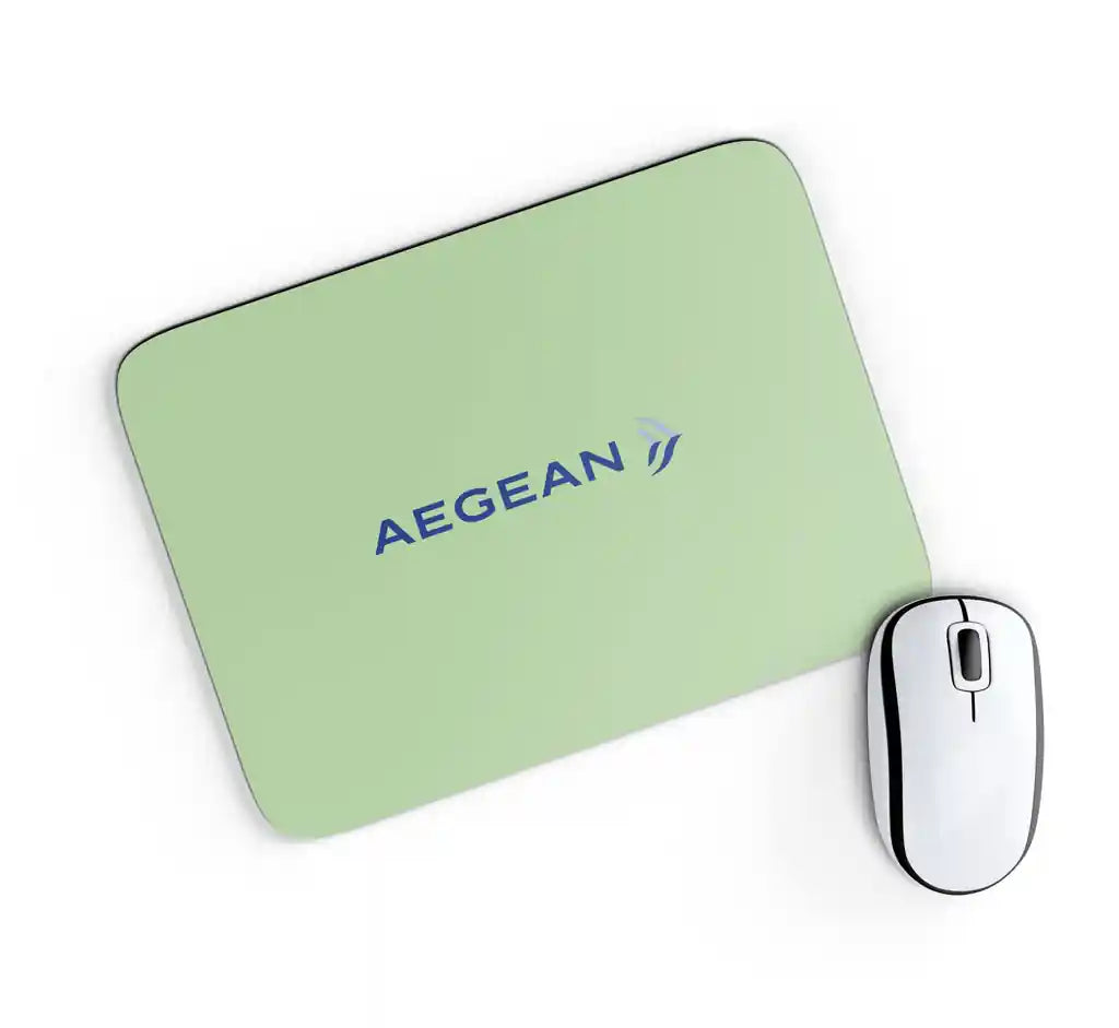 Aegean Airlines design on light green rectangle mouse pad