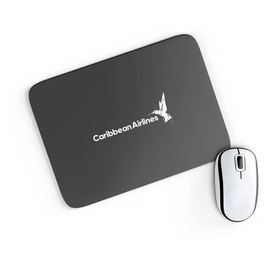 Carbbean Airlines design on black rectangle mouse pad