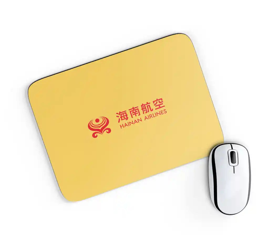 Hainan Airlines design on yellow rectangle mouse pad