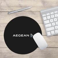 Thumbnail for Aegean Airlines design on black round mouse pad