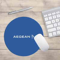 Thumbnail for Aegean Airlines design on blue round mouse pad