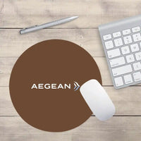 Thumbnail for Aegean Airlines design on brown round mouse pad