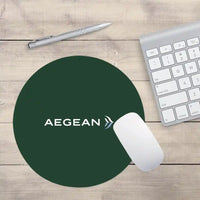 Thumbnail for Aegean Airlines design on dark green round mouse pad