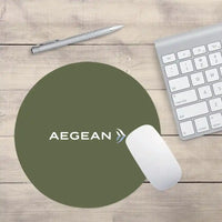 Thumbnail for Aegean Airlines design on green army round mouse pad
