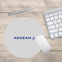 Thumbnail for Aegean Airlines design on light gray round mouse pad
