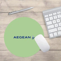 Thumbnail for Aegean Airlines design on light green round mouse pad