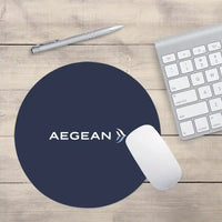 Thumbnail for Aegean Airlines design on navy blue round mouse pad
