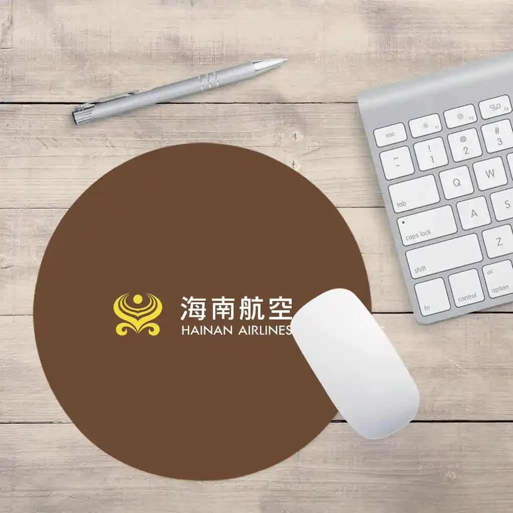 Hainan Airlines design on brown round mouse pad