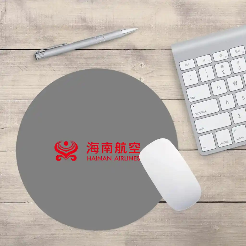 Hainan Airlines design on gray round mouse pad
